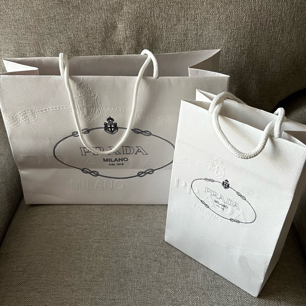 PRADA 2 White Paper Shopping Bag